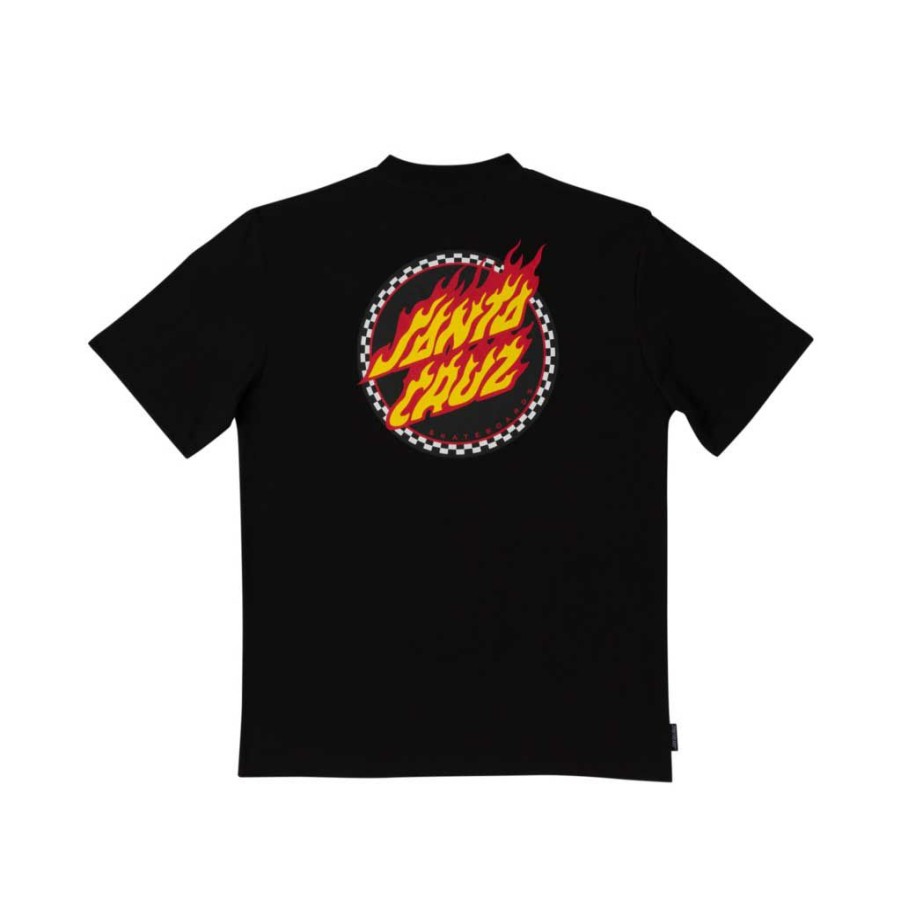 * Wholesale Santa Cruz Check Ringed Flamed Dot Ss Pocket Tee Black Men'S T-Shirts