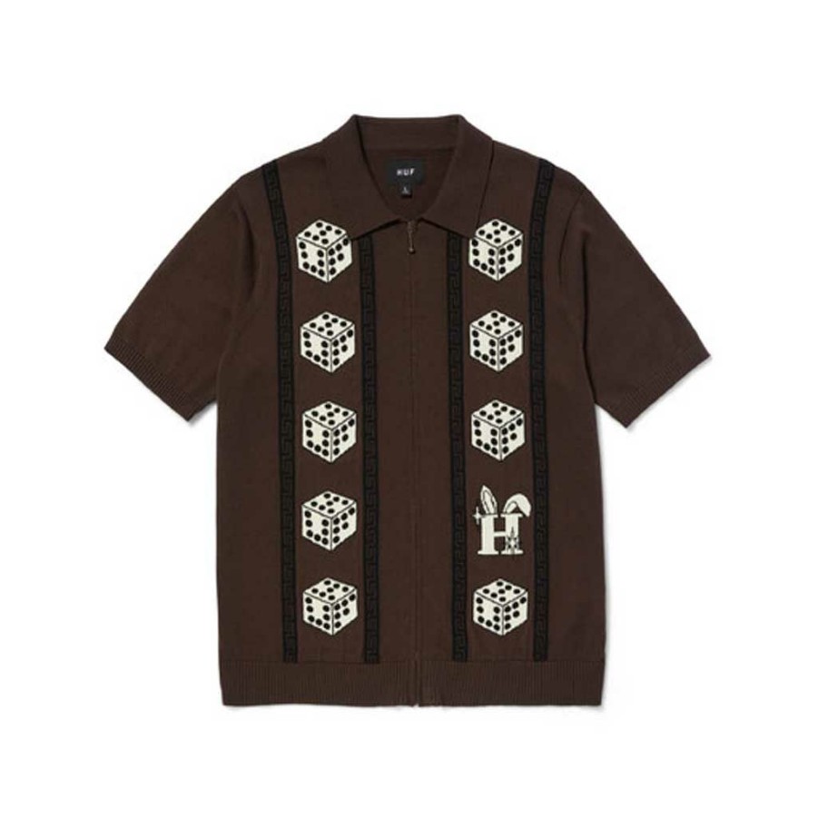 * 100% Guarantee Huf X Freddie Gibbs Zip Sweater Coffee Men'S Shirts