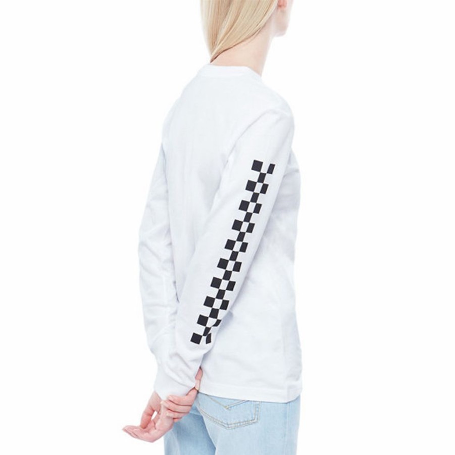 * Popular Vans Women'S Half Checked L/S T-Shirt White Women'S Shirts