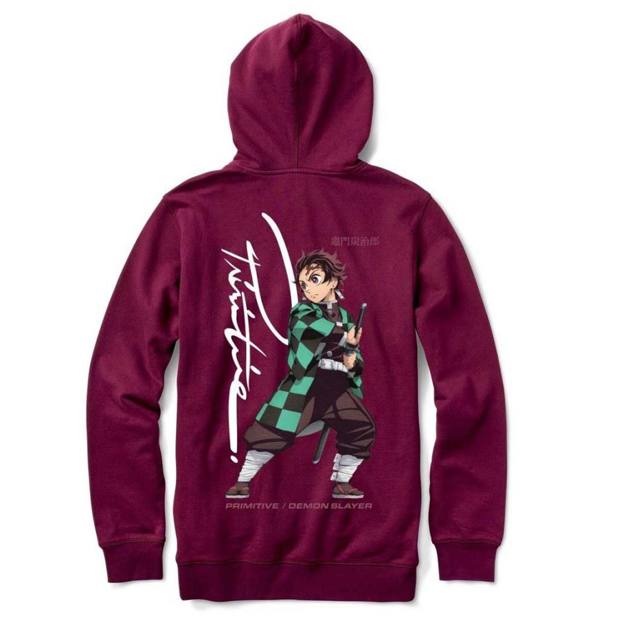 * Clearance Primitive X Demon Slayer Tanjiro Hoodie Burgundy Men'S Hoodies & Sweatshirts