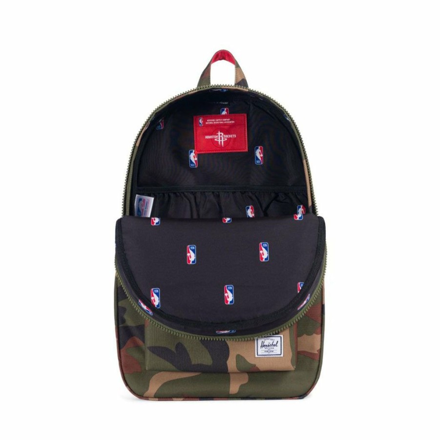 * Quick Delivery Herschel Settlement Nba Superfan Rockets Backpack Woodland Camo Men'S Backpacks