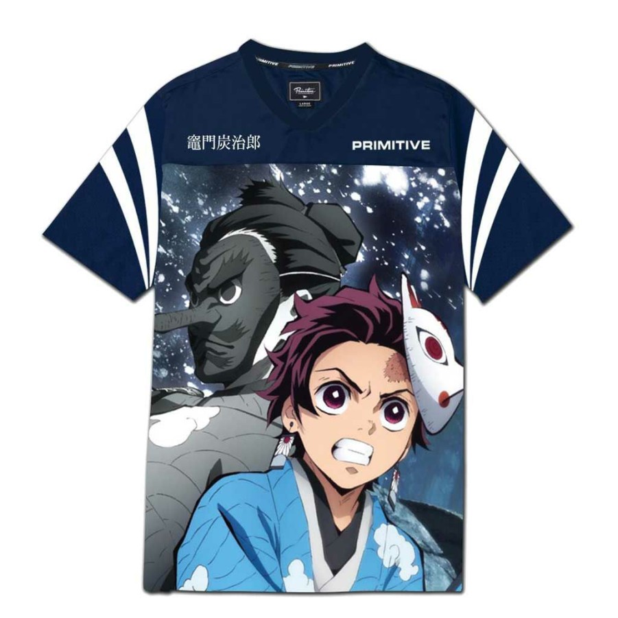 * Hot Sale Primitive X Demon Slayer Tanjiro Jersey Navy Men'S T-Shirts