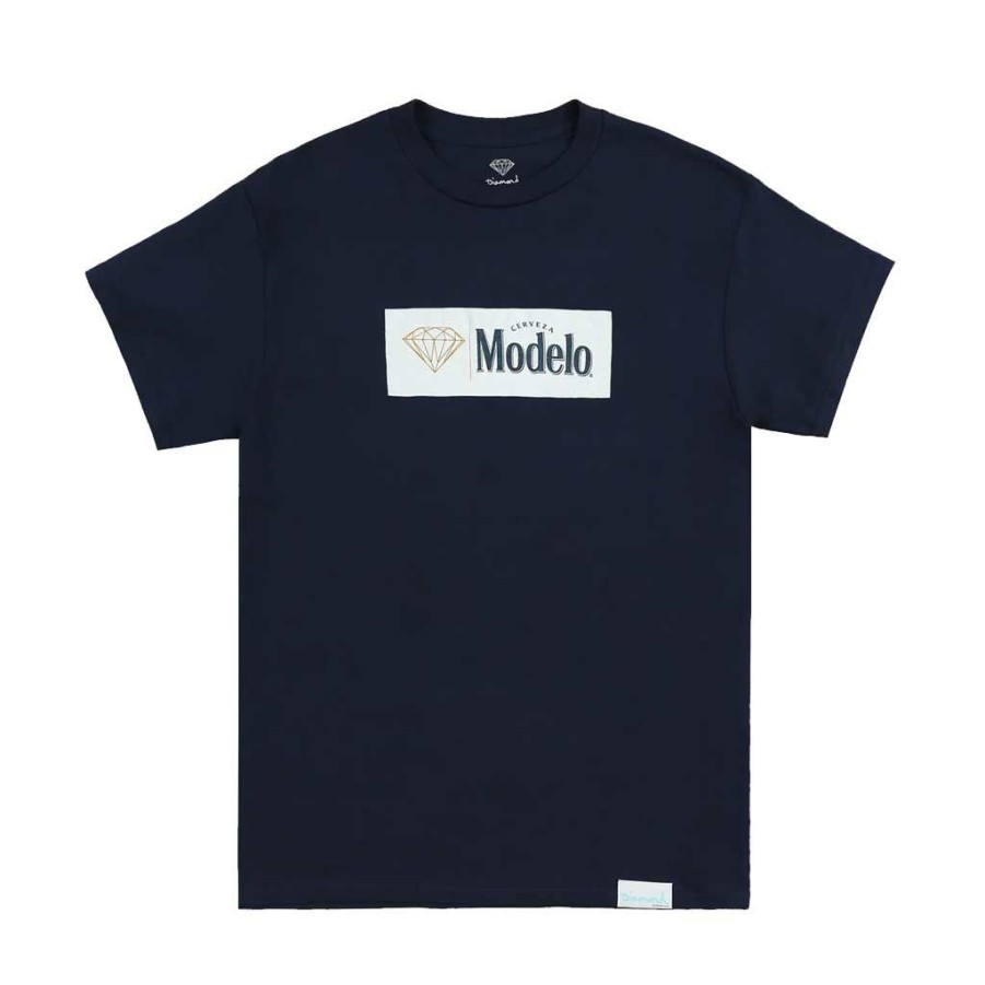 * Fashionable Diamond X Modelo Box Logo Tee Navy Men'S T-Shirts