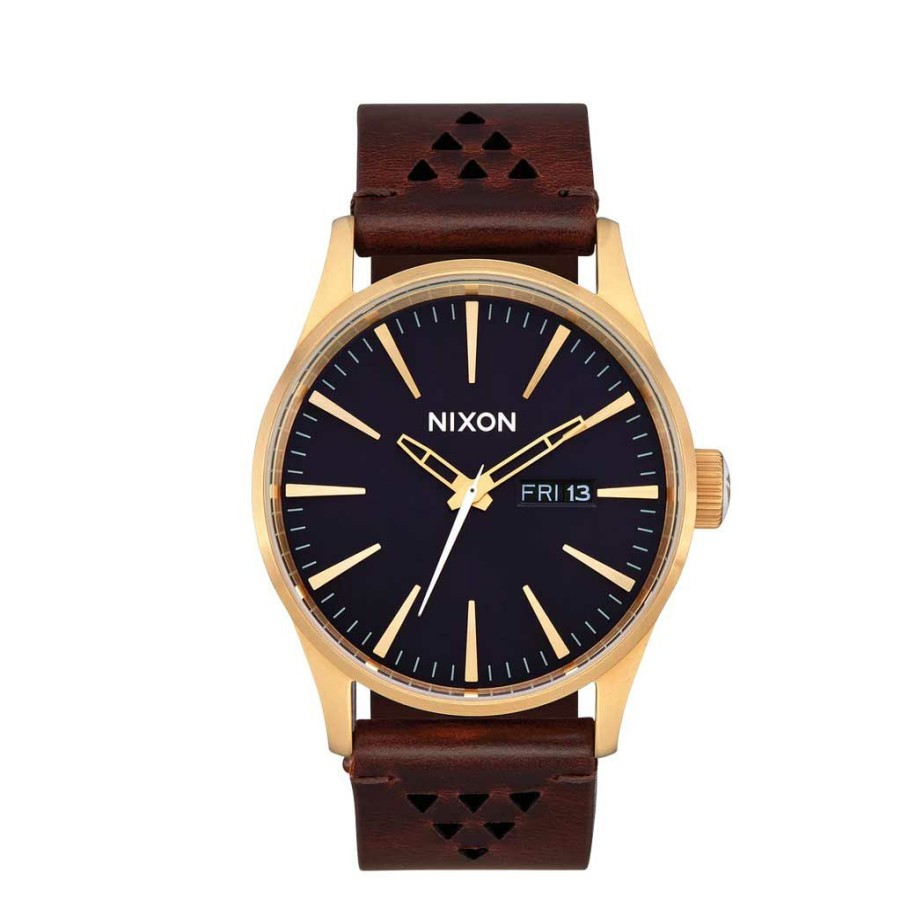 * Free Delivery Nixon Sentry Leather Gold/Indigo Men'S Watches