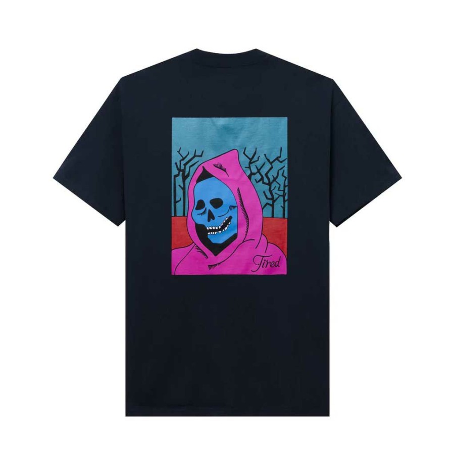 * Official Tired Skate Creepy Skull Ss Tee Navy Men'S T-Shirts