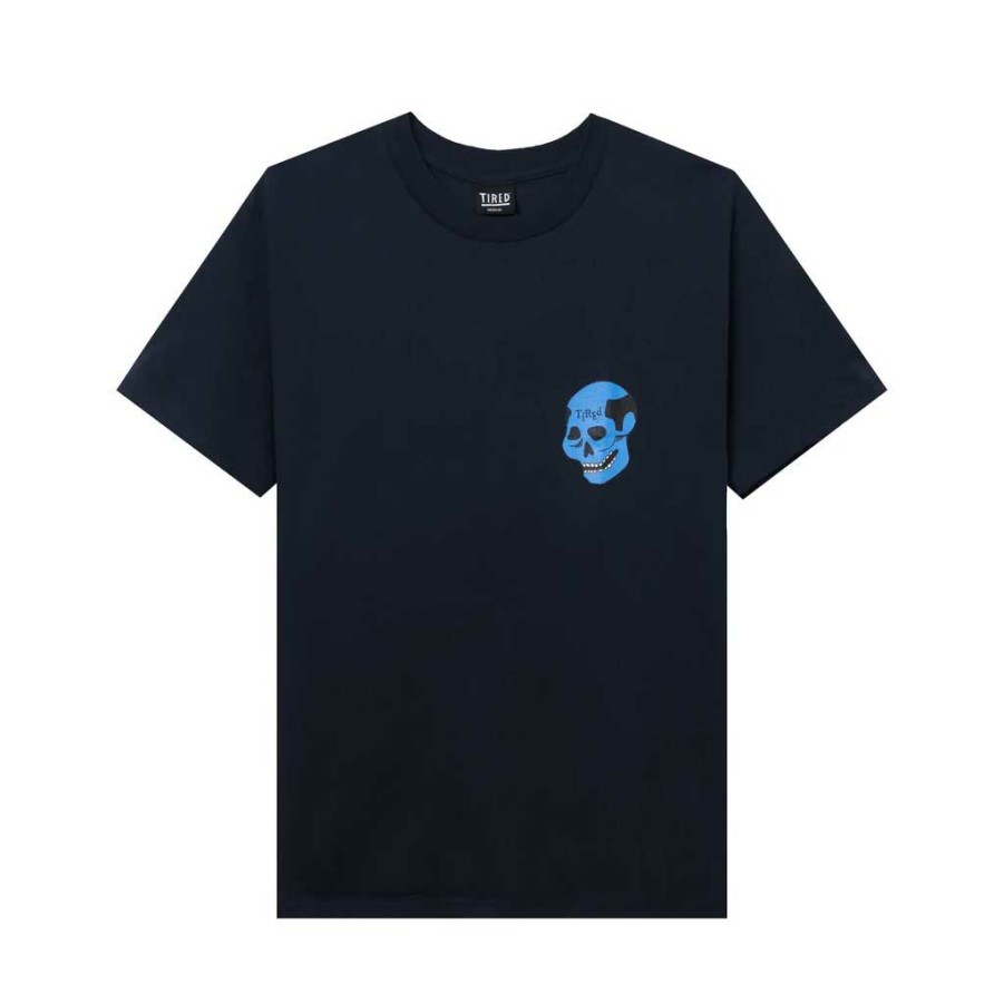 * Official Tired Skate Creepy Skull Ss Tee Navy Men'S T-Shirts