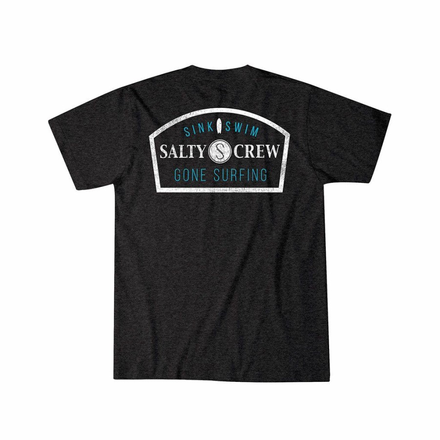 * New Salty Crew Gone Surfing Pocket Tee Black Heather Men'S T-Shirts