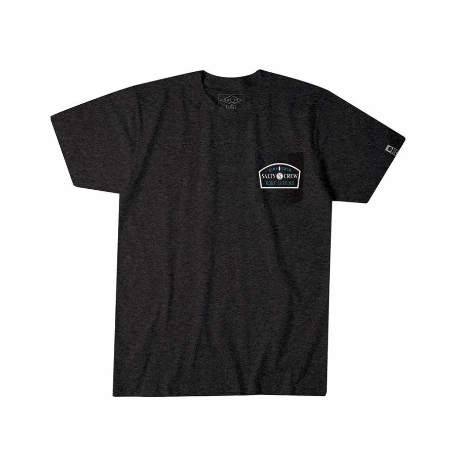 * New Salty Crew Gone Surfing Pocket Tee Black Heather Men'S T-Shirts