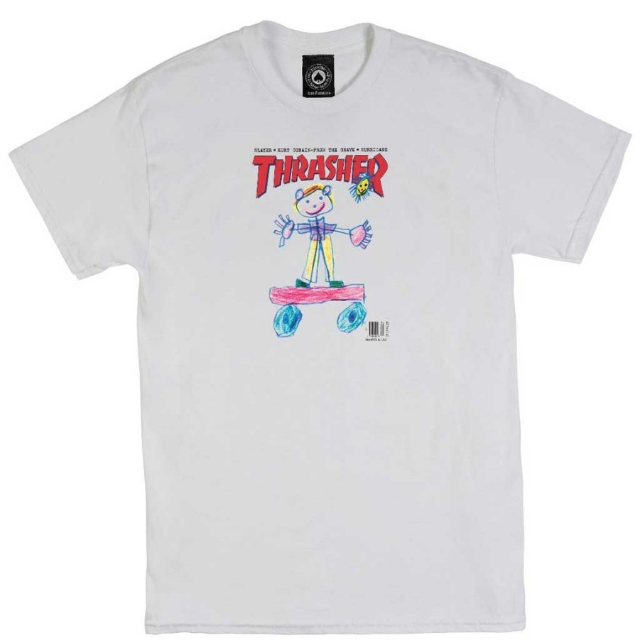 * Free Delivery Thrasher Kid Cover S/S Tee White Men'S T-Shirts