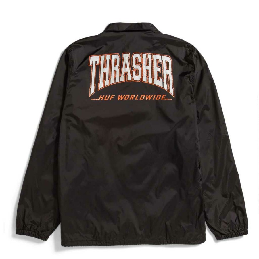 * Discount Huf X Thrasher Split Coaches Jacket Black Men'S Jackets