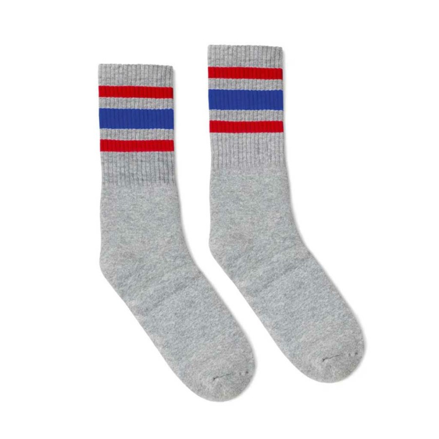 * Tendy Style Socco All American Crew Socks Grey/Red/Blue Men'S Socks