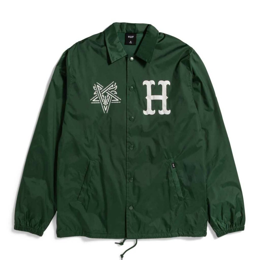 * Official Huf X Thrasher Split Coaches Jacket Forest Green Men'S Jackets