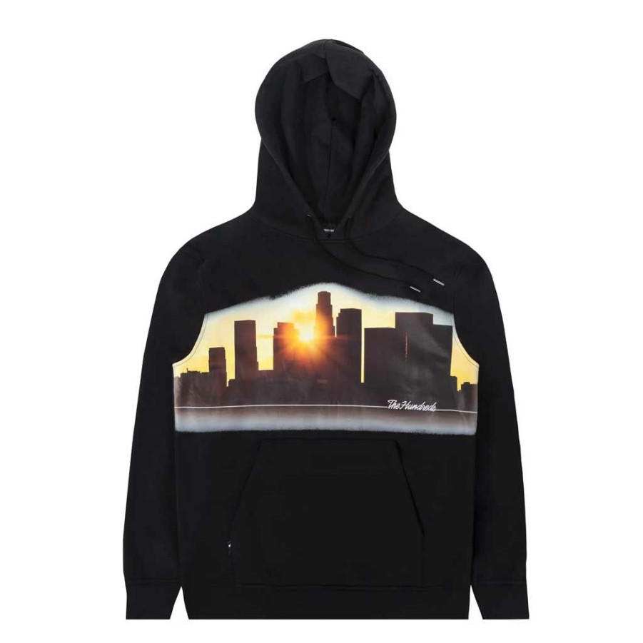 * Free Delivery The Hundreds Skyline Pullover Black Men'S Hoodies & Sweatshirts