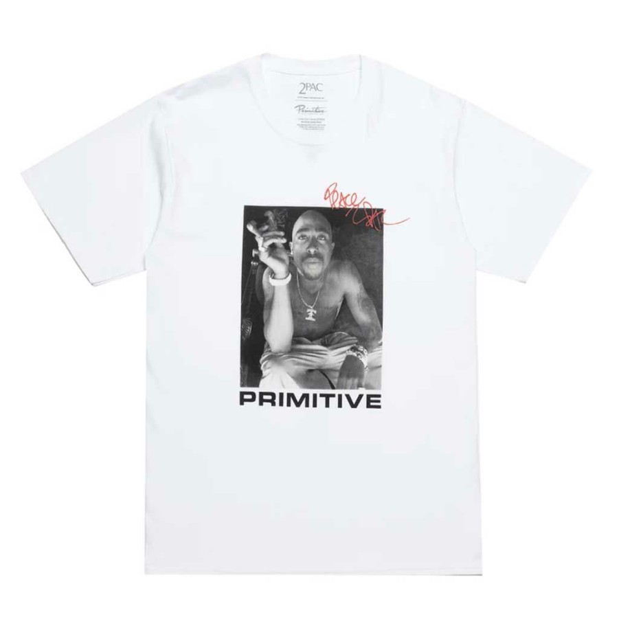 * 100% Guarantee Primitive X Tupac Smoke Tee White Men'S T-Shirts