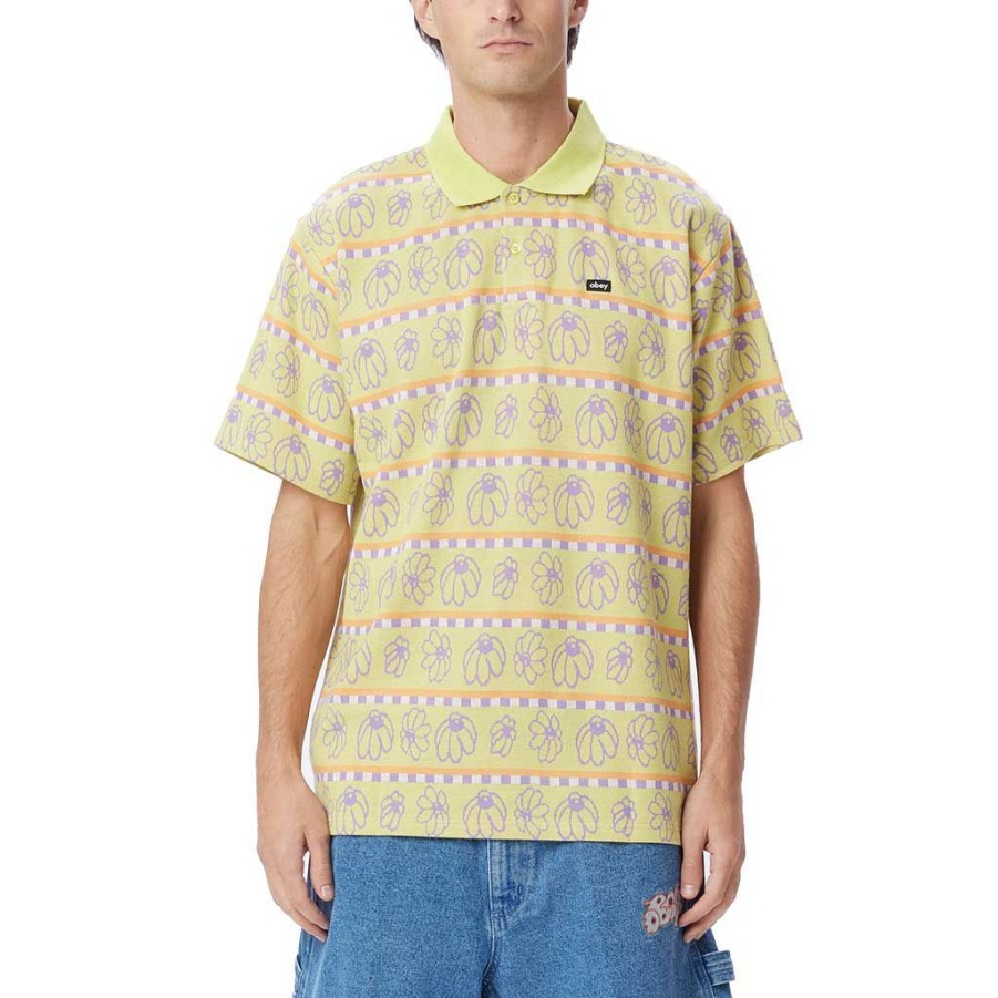 * Free Delivery Obey Expand Jacquard Ss Polo Celery Juice Men'S Shirts