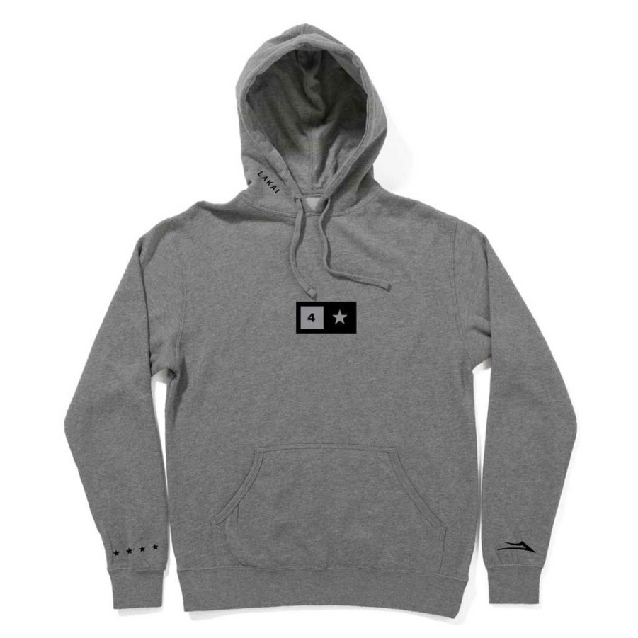 * New Lakai X Fourstar Bar Logo P/O Hood Heather Grey Men'S Hoodies & Sweatshirts