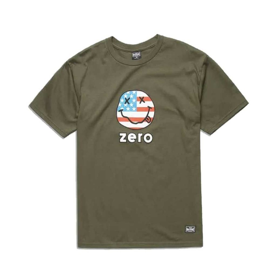 * Quick Delivery Loser Machine X Zero American Smiley Tee Military Green Men'S T-Shirts