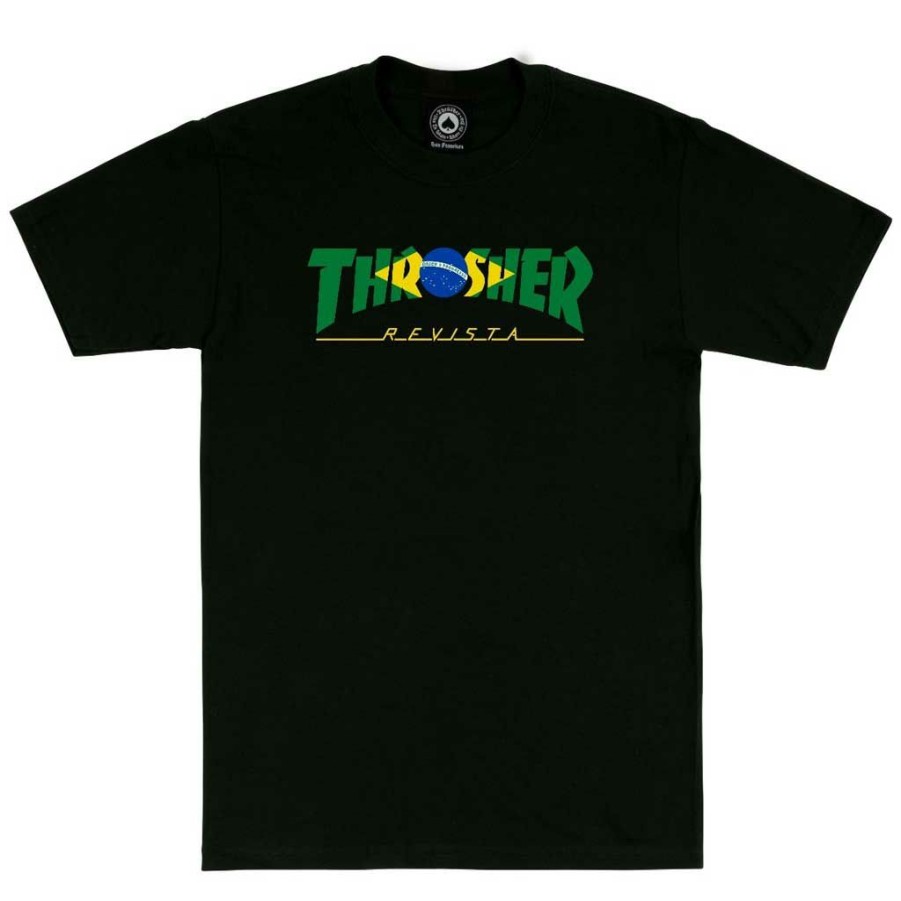 * New Thrasher Brazil Revista S/S Tee Black Men'S T-Shirts