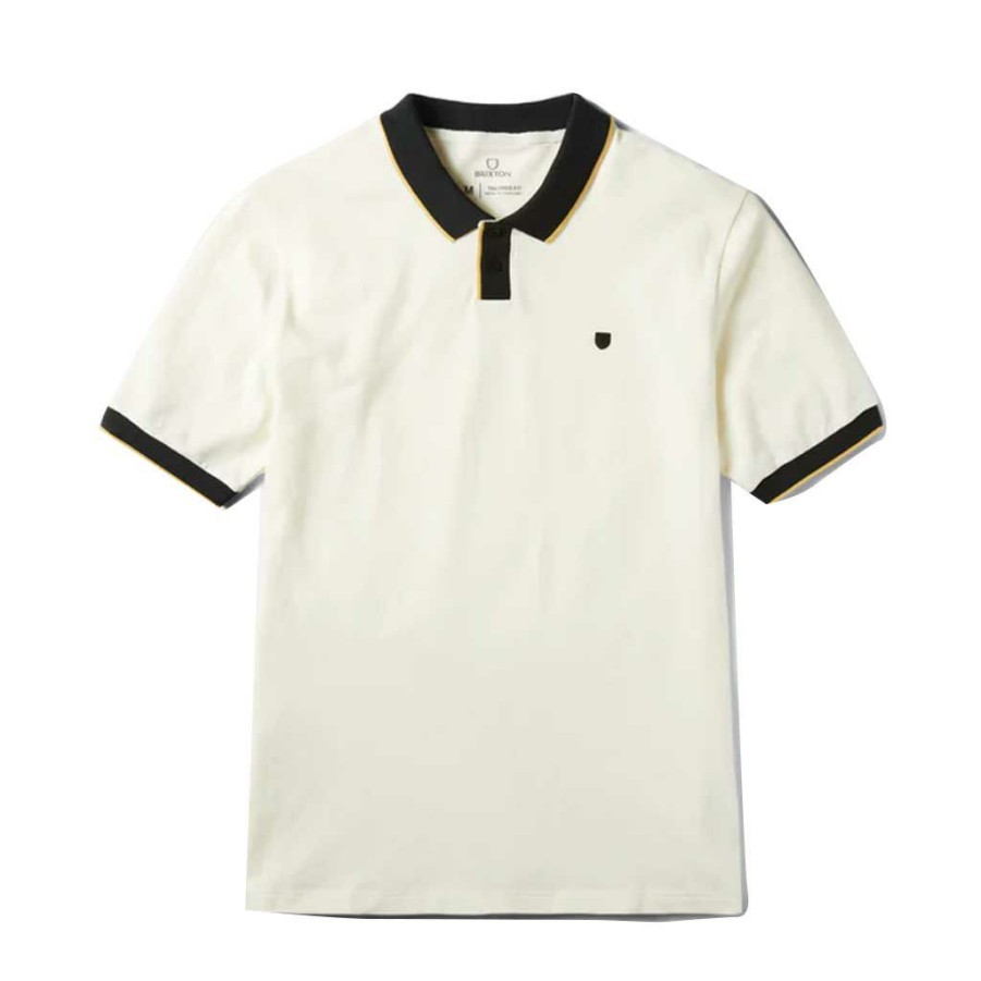 * Official Brixton Proper S/S Polo Knit Off White/Black Men'S Shirts