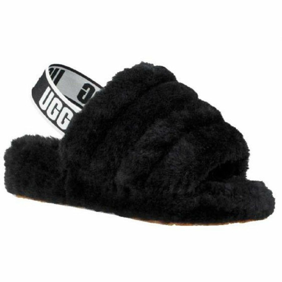 * New Ugg Women'S Fluff Yeah Slides Black Women'S Sandals