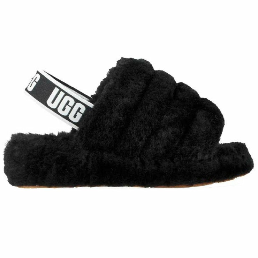 * New Ugg Women'S Fluff Yeah Slides Black Women'S Sandals