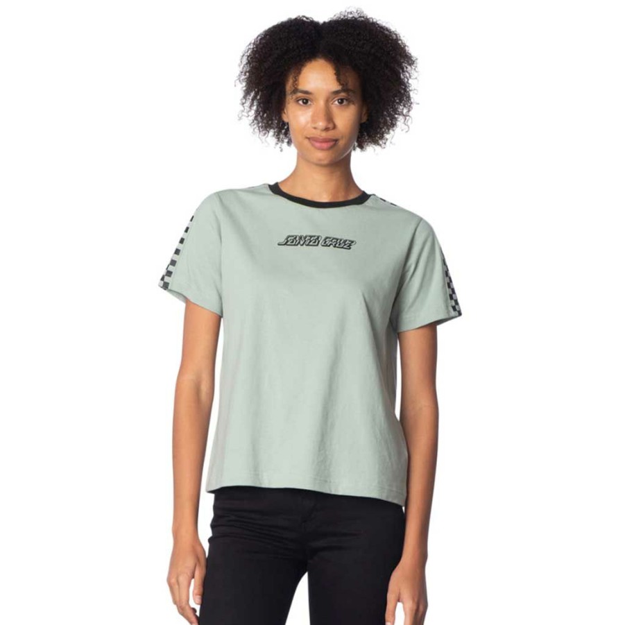 * Sale Online Santa Cruz Women'S Intro Check Strip S/S Tee Fog Women'S Shirts