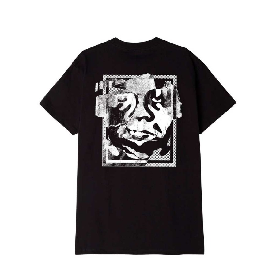 * Discount Obey Torn Icon Face Tee Black Men'S T-Shirts