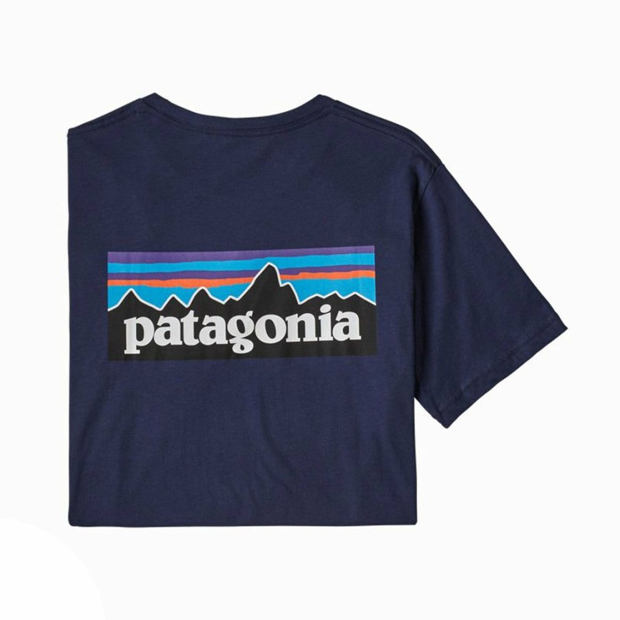 * Official Patagonia Men'S P-6 Logo Organic T-Shirt Classic Navy (Cny) Men'S T-Shirts