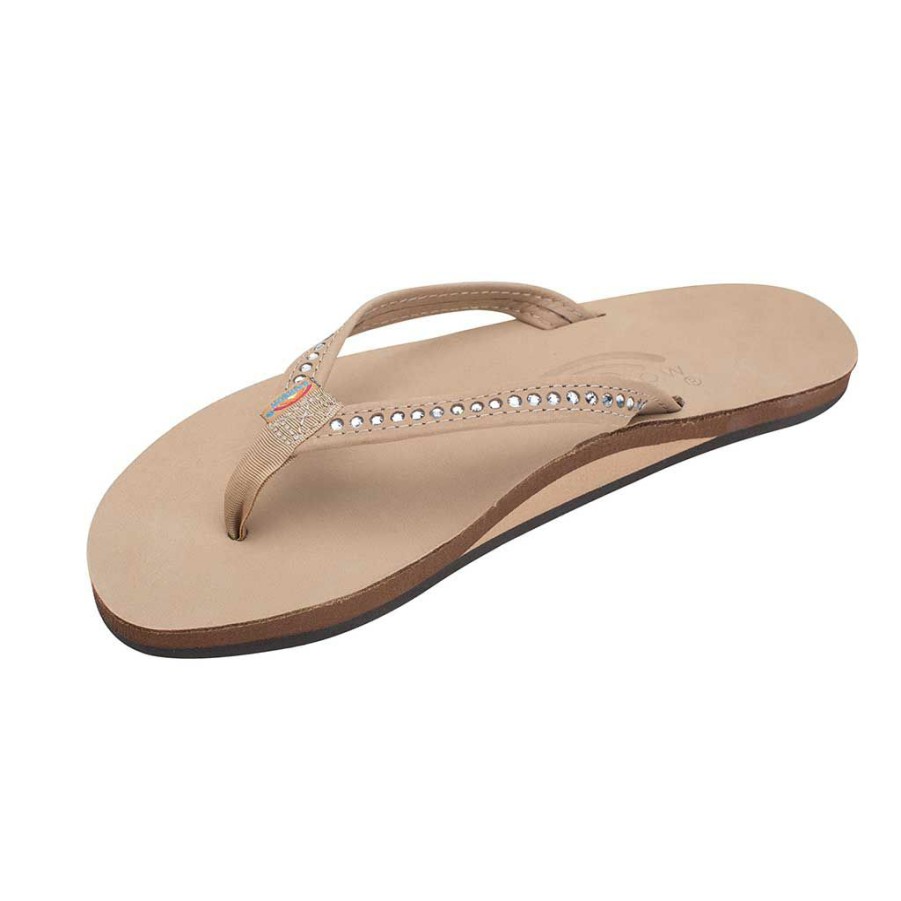 * Clearance Rainbow Women'S Crystal Collection Single Layer 1/2 Narrow Strap Sierra Brown Women'S Sandals