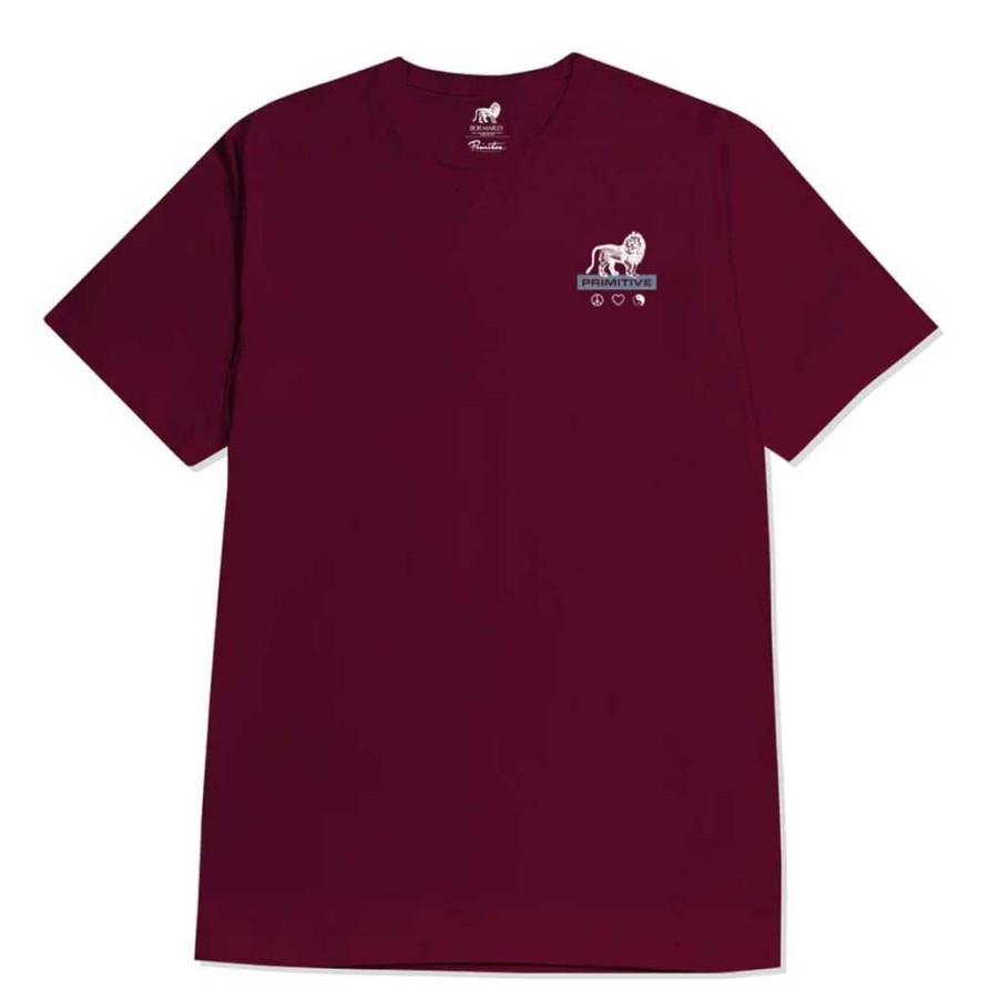 * Fashionable Primitive X Bob Marley Life Forever Tee Burgundy Men'S T-Shirts