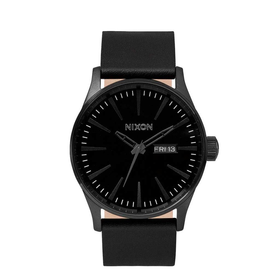 * Sale Online Nixon Sentry Leather All Black Men'S Watches