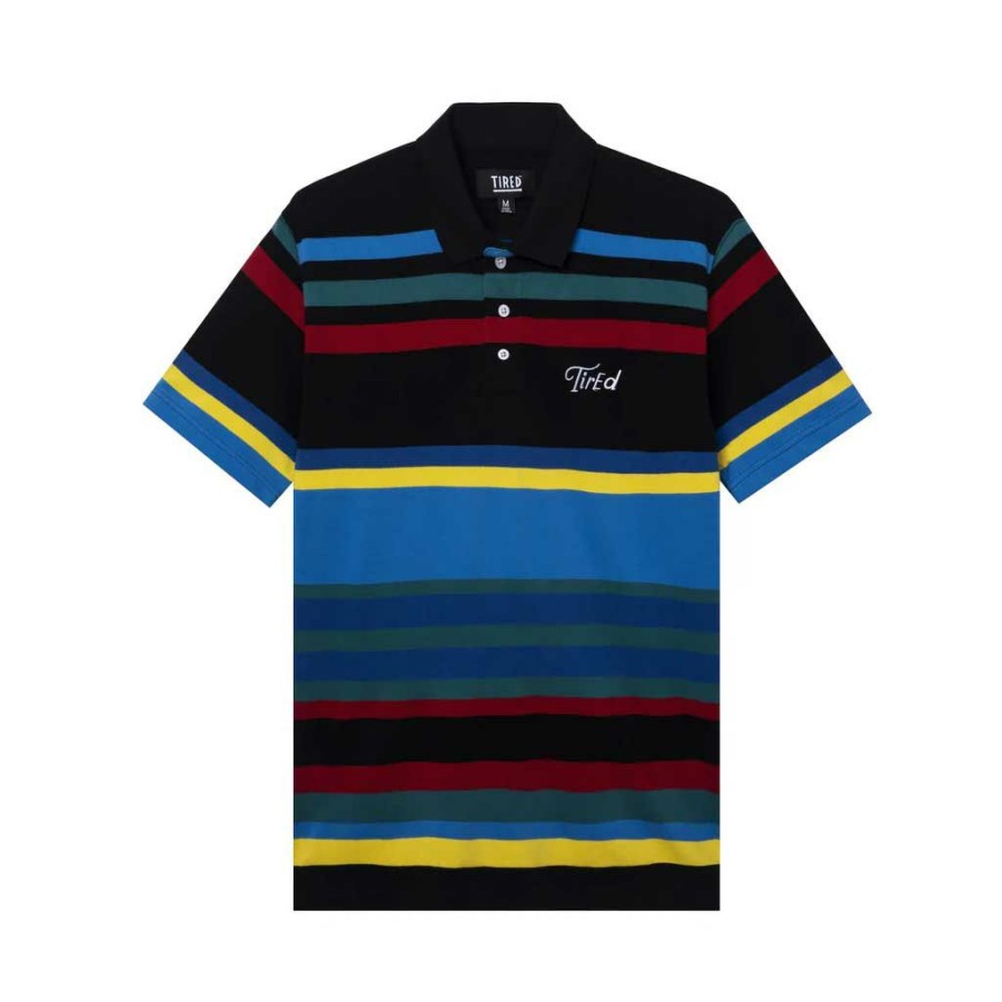 * Free Delivery Tired Skate Striped Polo Multi Men'S Shirts