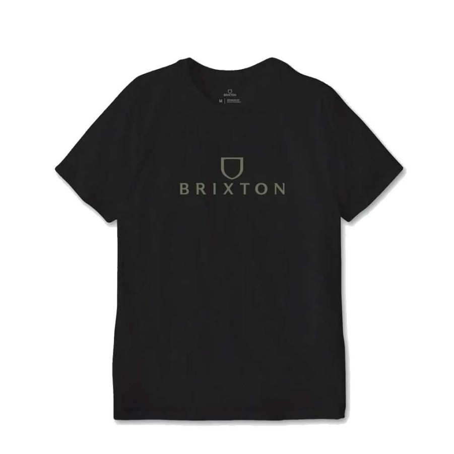 * Hot Sale Brixton Alpha Thread S/S Tee Black/Olive Surplus Men'S T-Shirts