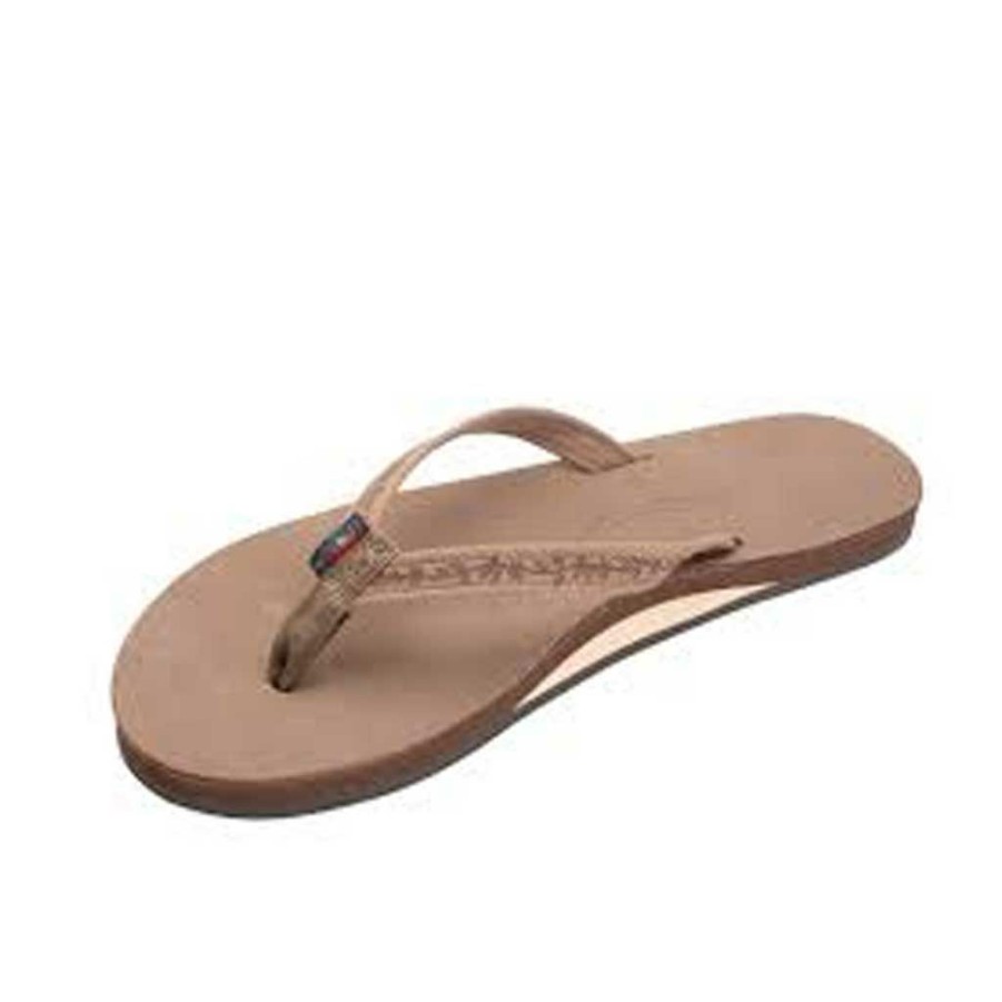 * New Rainbow Women'S Narrow Floral Premier Leather Dark Brown Women'S Sandals