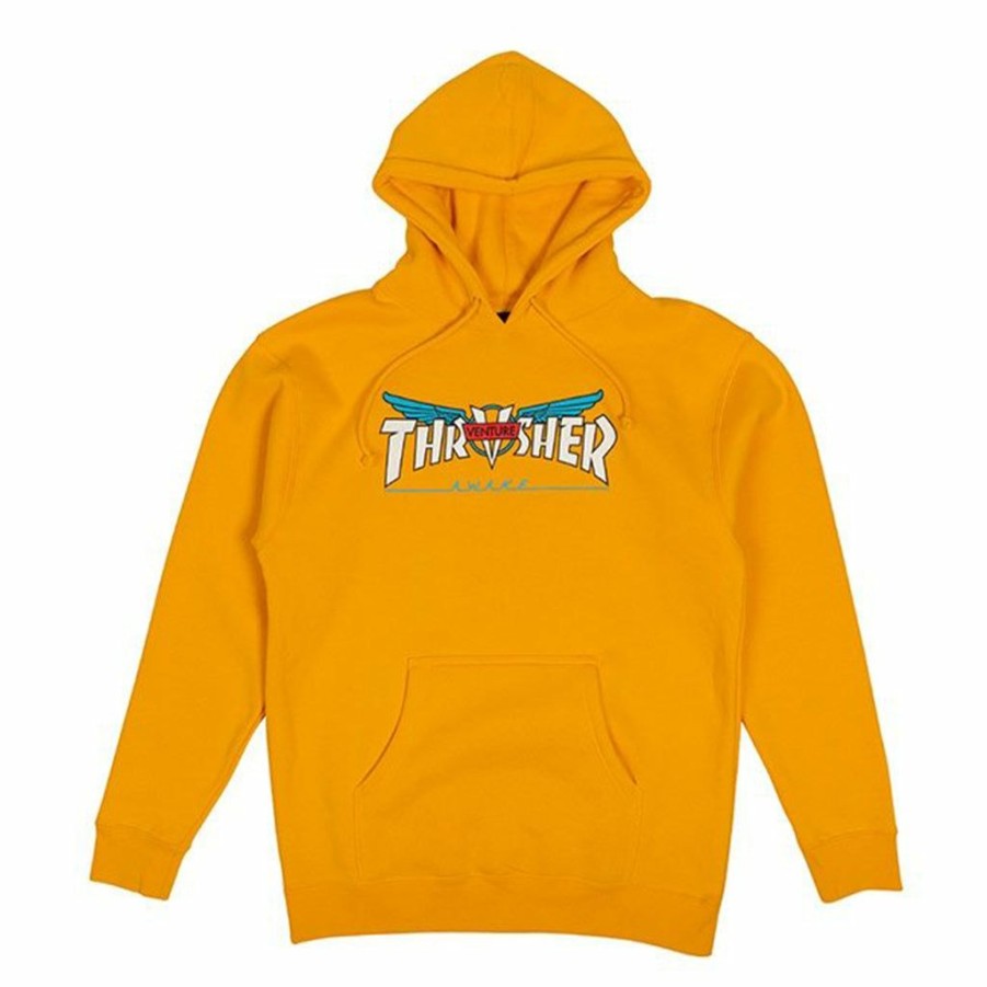 * Tendy Style Thrasher X Venture Collab Hood Gold Men'S Hoodies & Sweatshirts