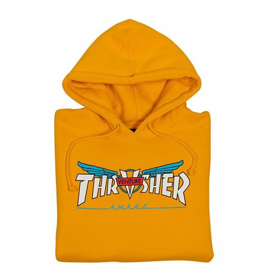 * Tendy Style Thrasher X Venture Collab Hood Gold Men'S Hoodies & Sweatshirts