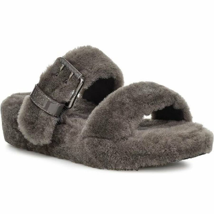 * Hot Sale Ugg Women'S Fuzz Yeah Slides Charcoal Women'S Sandals