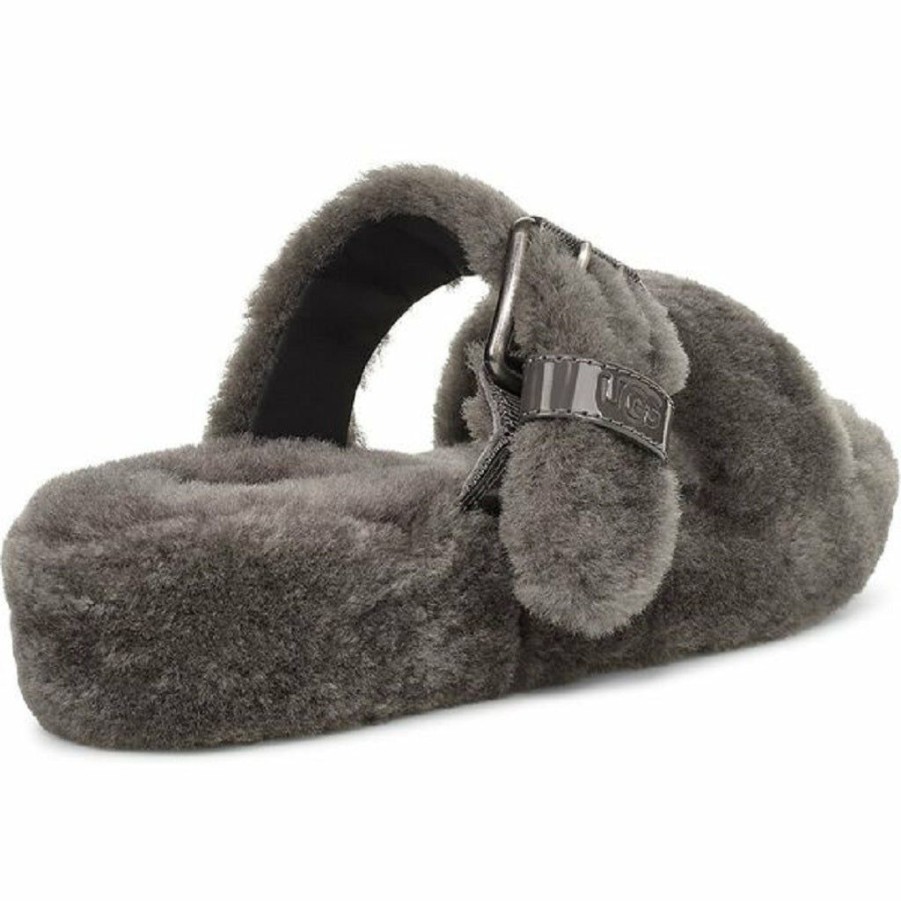 * Hot Sale Ugg Women'S Fuzz Yeah Slides Charcoal Women'S Sandals