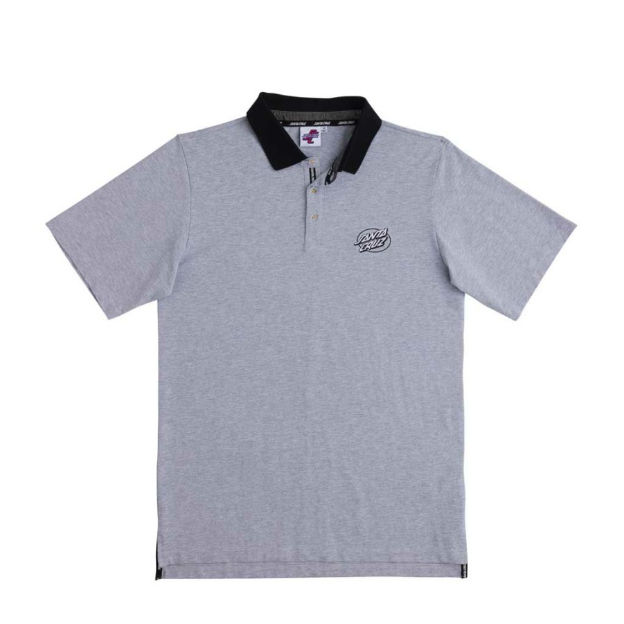 * Quick Delivery Santa Cruz Oval Dot S/S Polo Top Heather Grey Men'S Shirts