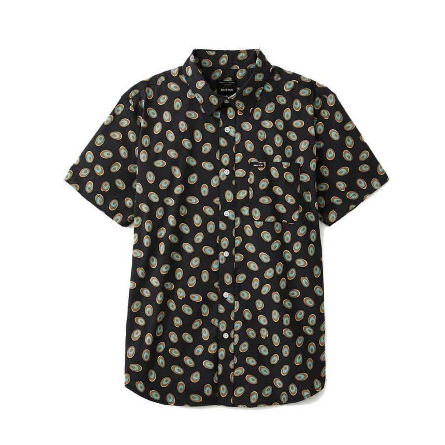 * Hot Sale Brixton Charter Print S/S Woven Washed Black/Teal Men'S Shirts