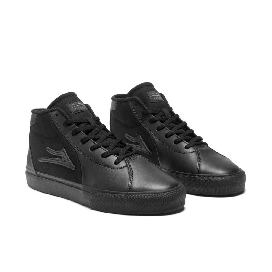 * Official Lakai Flaco Ii Mid Black/Black Leahter Men'S Shoes