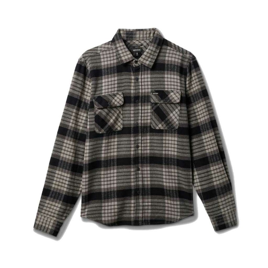 * Wholesale Brixton Bowery L/S Flannel Black/Light Grey/Charcoal Men'S Shirts