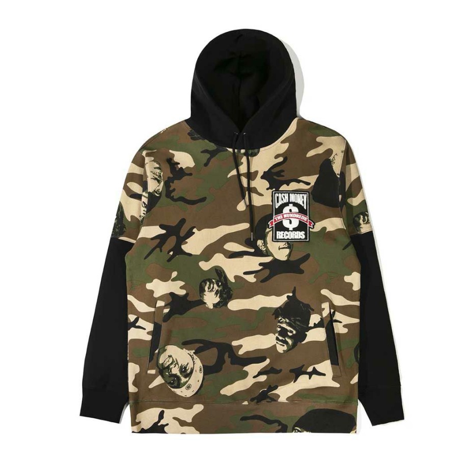 * Best Price The Hundreds X Cash Money Records Records Pullover Camo Men'S Hoodies & Sweatshirts